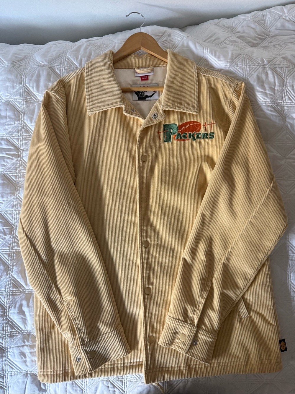 Corduroy Coach Jacket - Light Tan Green Bay Packers